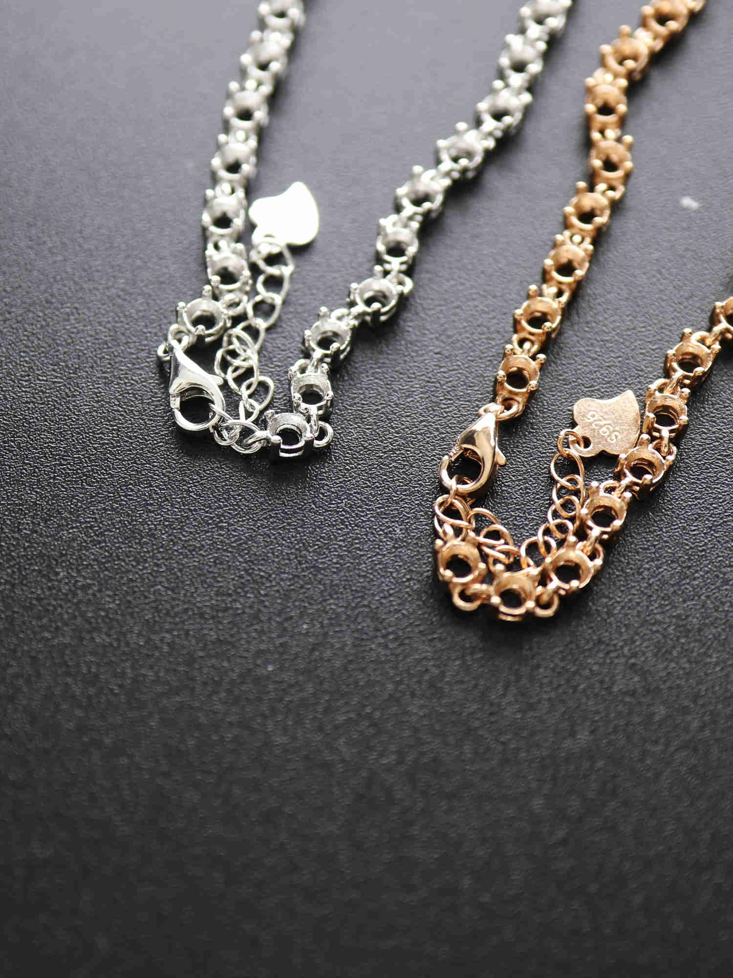 1Pcs 3MM Round Bezel Tennis Chain Mounting 27 Gemstones Cz Stone Solid 925 Sterling Silver Prong Bracelet Settings 1900214 - Click Image to Close